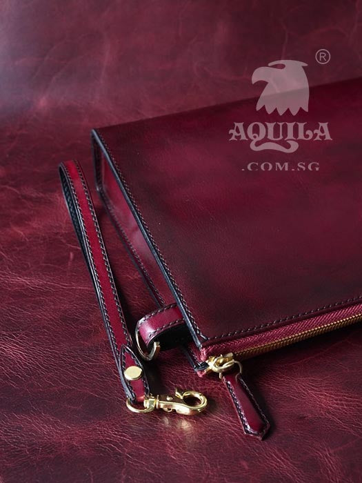 Aquila Oxblood Leather Clutch