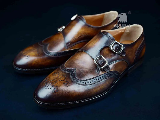 Aquila Wingtip Double Monkstrap Shoes