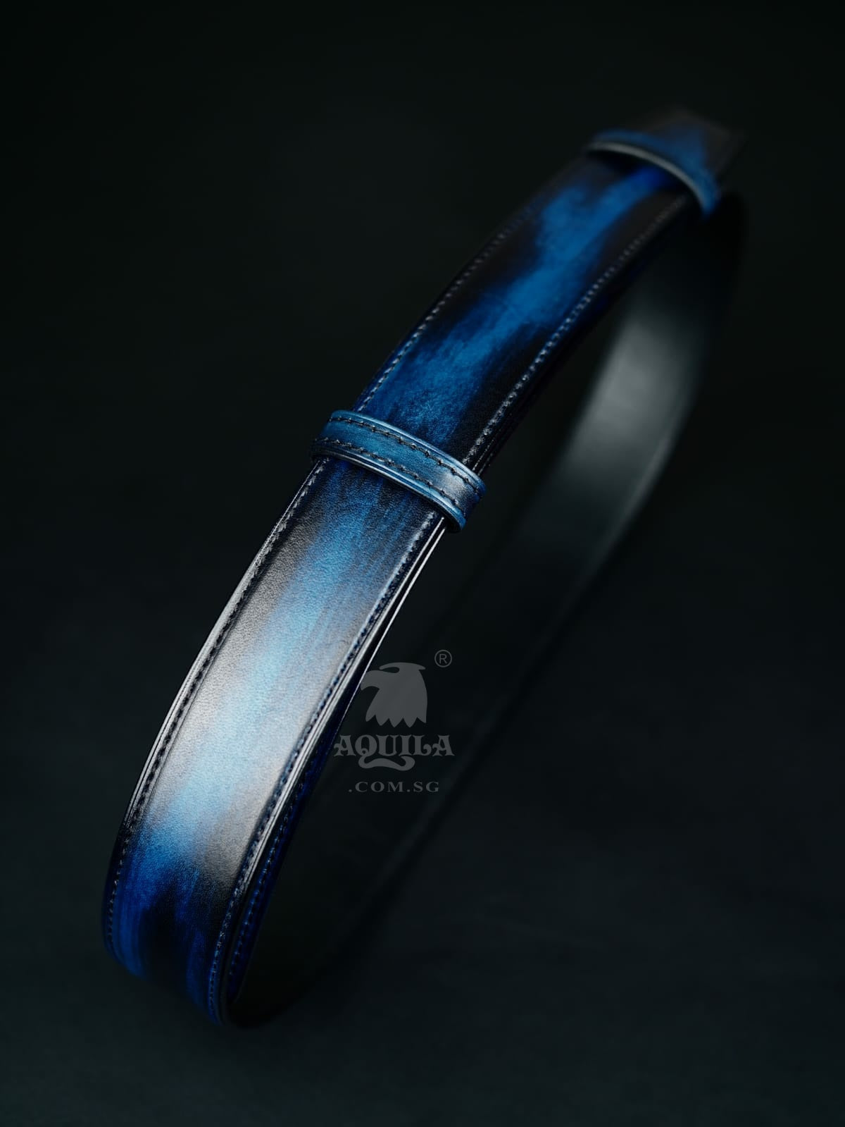 Aquila 35mm patina leather belt blue electric strokes (35012)