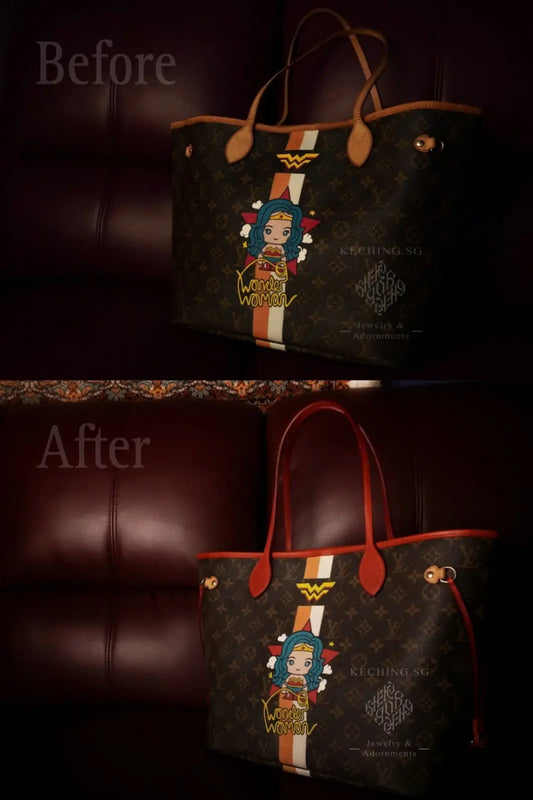 Leather handle and sidelace replacement for LV Neverfull Singapore