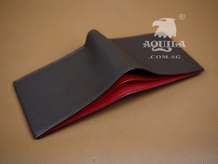 Aquila brown goat skin bifold wallet