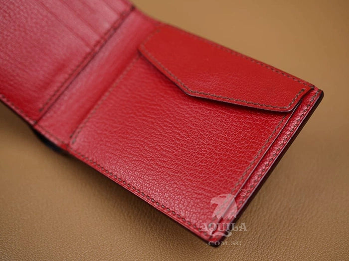 Aquila brown goat skin bifold wallet